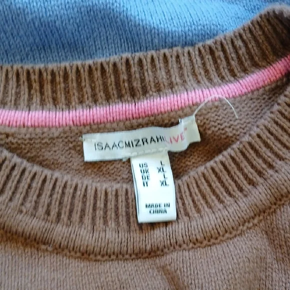 Isaac Mizrahi Blue and Brown Crewneck Sweaters - Picture 3 of 5